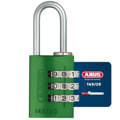 Afbeelding van ABUS 465710 145 / 20_VERDE_B Aluminium kaarscombinatie 20 mm 3 cijfers groene blister