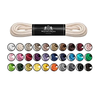 Afbeelding van Mount Swiss Luxe schoenveters, waterafstotende en scheurvaste veters, rond, diameter 2 3 mm, van fijn katoen/gewaxt, voor zakelijk pak leren schoenen, elegante schoenveters lengtes 45 120 cm,