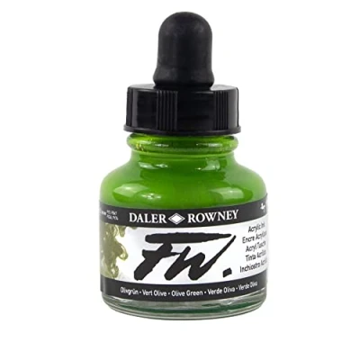 Afbeelding van Daler Rowney Acrylverf FW acrylverf, 29,5 ml flessen, verschillende kleuren olijfgroen
