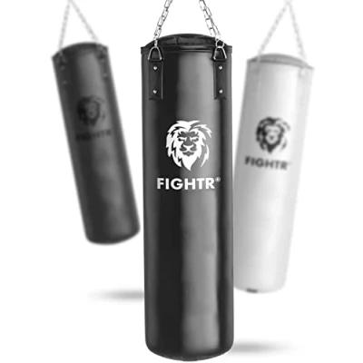 Afbeelding van FIGHTR® Bokszak gevuld/ongevuld, extreem robuust en duurzaam, set met 4 punts stalen ketting voor boksen, kickboksen, MMA, Muay Thai andere vechtsporten