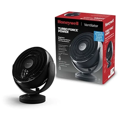 Afbeelding van HONEYWELL HF715BE Turbo Force digitale oscillerende vloerventilator (compacte; oor thuis of op kantoor; met afstandsbediening en elektronische LED bediening; 3 snelheden 90 wendbaar),Zwart