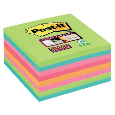 Afbeelding van Memoblok 3M Post it 654 Super Sticky 76x76mm rainbow 360 vel