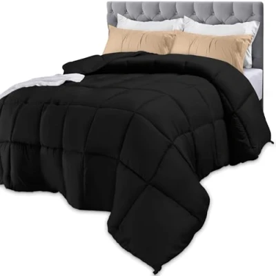 Afbeelding van Utopia Bedding All Season 250 GSM Dekbed Pluche gesiliconiseerde Fiberfill Comforters Queen Size Doos gestikt (Volledig/Koningin, Zwart)