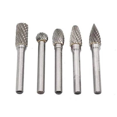 Afbeelding van DingGreat 5Pcs 6Mm Schacht 10Mm Snijkop Wolfraamcarbide Dubbele Cut Rotary Point Bramen Die Grander Cutter Bit Set Voor Diy Houtbewerking Metaal Polijsten Graveren Boren