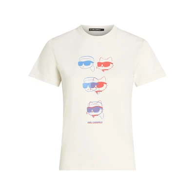 Afbeelding van KARL Lagerfeld IKON Fitted Tshirt print, Dames, Maat: Large, Cannoli cream