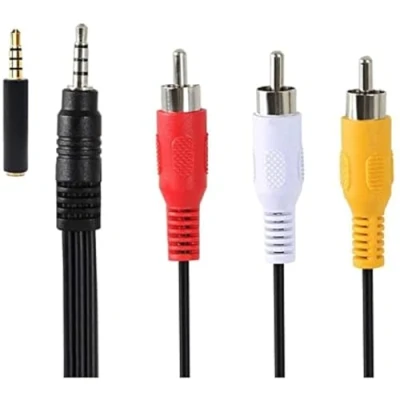 Afbeelding van Padarsey 3,5 mm naar RCA AV camcorder videokabel, stekker op 3 cinch stekker, stereo audio video AUX kabel voor smartphones, MP3 spelers, tablets, luidsprekers, thuisbioscoop