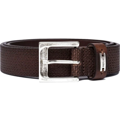 Afbeelding van REPLAY Leren Riem Full Leather Belt W85 Fade Tobacco Donkerbruin