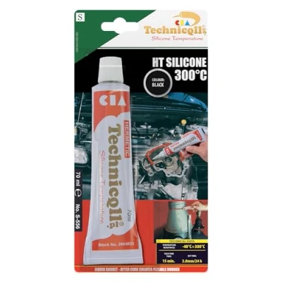 Afbeelding van Technicqll Zwart Silicone Zelfklevend Dichtingsproduct 70Ml Hittebestendig 300&#039;C Op hoge temperatuur