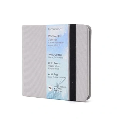 Afbeelding van tumuarta aquarel schetsboek, 12 x cm, 300 g/m², 100% katoen, koudgeperst, 24 vellen, 48 pagina&#039;s, journal voor gebruik als reisketsboek en mixed media notitieblok (grijs)