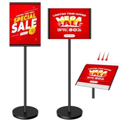 Afbeelding van VAIIGO Poster Stand Outdoor Floor Sign Houder, A3 Heavy Duty Staand met Acryl Panel, Menubord voor Verticale en Horizontale Display, Signage, Reclame, Display Stand, Zwart