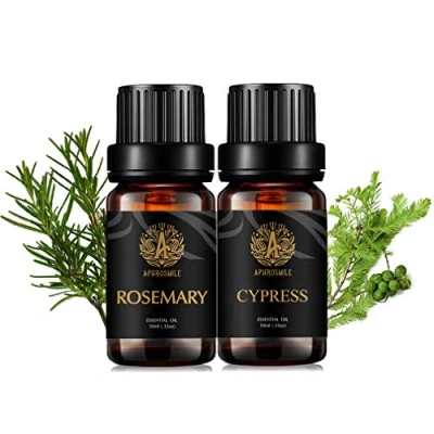 Afbeelding van Aromatherapie Cypress etherische olieset voor diffusers, 2 x 10 ml, 100% zuivere rozemarijn, olie kit, therapeutische kwaliteit set zeepmaken, pure cipresoliën thuis