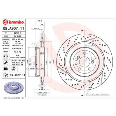 Afbeelding van Brembo Remschijven 09.A907.11