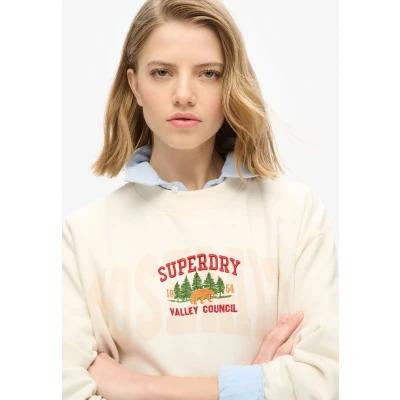 Afbeelding van Superdry Travel Souvenir Loose CREW Sweater, Dames, Maat: 42, Cream