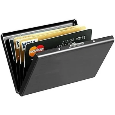 Afbeelding van Knaak Roestvrij staal Pasjeshouder Creditcardhouder RVS Metal Case Box Portemonnee RFID bescherming Zwart