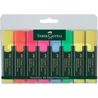 Afbeelding van 5x Tekstmarker Faber Castell 48 promoset 6 neonkleuren 2 gratis
