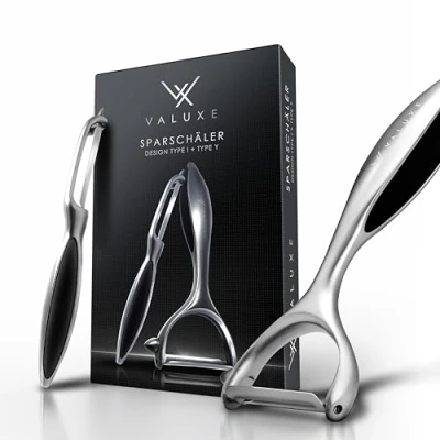 Afbeelding van VALUXE® Spaarschiller, set van 2 stuks, met scherp roestvrijstalen lemmet en antislip handgreep, handige Y I groenteschiller om nauwkeurig te schillen, innovatieve aardappelschiller,