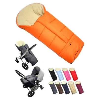 Afbeelding van Bambiniwelt Wintervoetenzak voetenzak voor kinderwagen, buggy of slee, in mummievorm, van wol, maat aanpasbaar, MUMIE UNI (oranje)