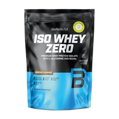 Afbeelding van BioTechUSA Iso Whey Zero Premium Protein Isolate Grass Fed Enzyme Free Sugar and Gluten free, 454 g, Hazelnoot