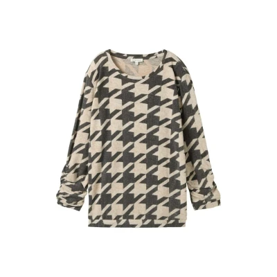 Afbeelding van TOM Tailor Gemustertes 3/4ARM Longsleeve, Dames, Maat: XS, Classic houndstooth design
