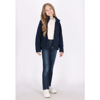Afbeelding van Meisjes fleece jas SCHMUDDELWEDDA 128 / Marine Melange 100% Polyester