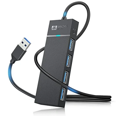Afbeelding van 4 poorts USB hub 3.0 met 50 cm kabel, ultra slim hub, verdeler data extra licht, super speed voor MacBook Air/Pro/Mini, iMac, XPS, laptop, Flash Drives, mobiele HDD en meer