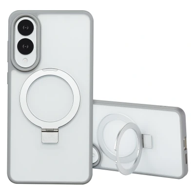 Afbeelding van Accezz Hoesje geschikt voor Samsung Galaxy S25 Edge Ring Stand Backcover MagSafe Grey