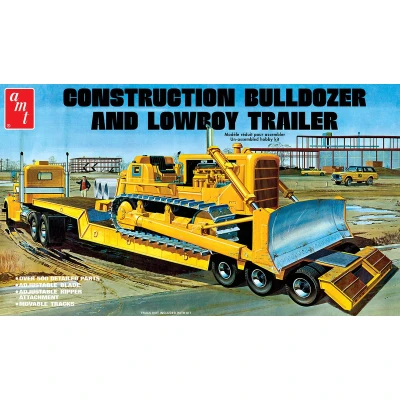 Afbeelding van 1:25 AMT 1218 Construction Bulldozer and Lowboy Trailer Plastic Modelbouwpakket