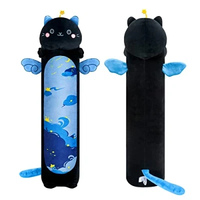 Afbeelding van Mewaii 70 cm lange pluche kat, zacht kussen in de vorm van een beest, kattenkussen, speelgoed, cadeau voor kinderen