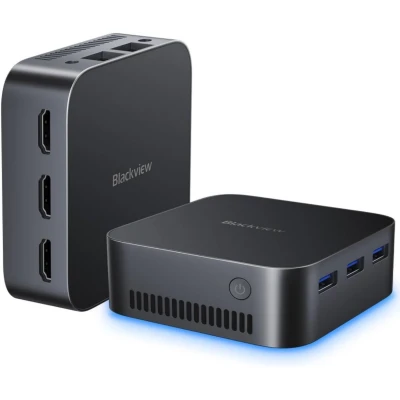 Afbeelding van Blackview MP80 Intel 12th N95 Mini Desktop Computer, 16GB LPDDR5 512GB M.2 SSD, Windows 11 Dual LAN, 3 HDMI, 4K UHD, Gigabit Ethernet, Zwart