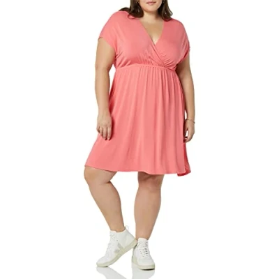 Afbeelding van Amazon Essentials Surplice jurk voor dames (verkrijgbaar in grote maten), felroze, XS