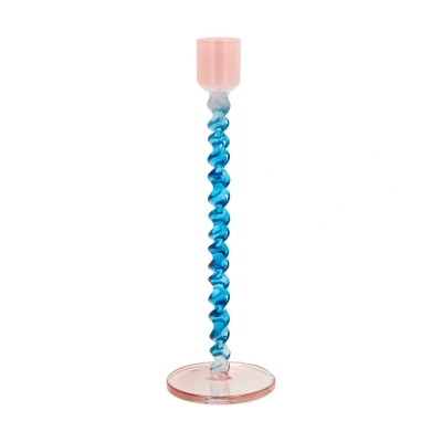 Afbeelding van Villa Collection Styles Glazen kaarshouder Dia 7,4 x 20,3 cm Blauw/Roze