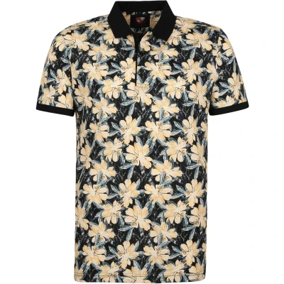 Afbeelding van Suitable Polo Bloemen Donkerblauw Navy maat L heren met Modern fit Pasvorm Katoen Herenkleding Poloshirt