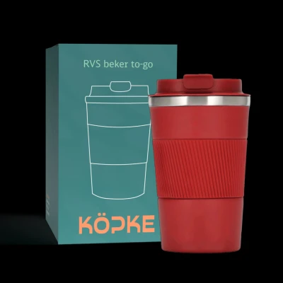 Afbeelding van RVS koffiebeker to go 38cl Rood