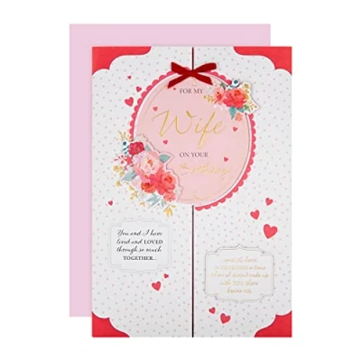 Afbeelding van Hallmark Grote verjaardagskaart voor vrouw Gate Fold Romantisch Ontwerp