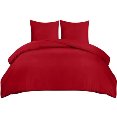 Afbeelding van Utopia Bedding Dekbedovertrek Set Zachte Microvezel 240x220cm met Kussenslopen 65x65cm Beddengoed Rood