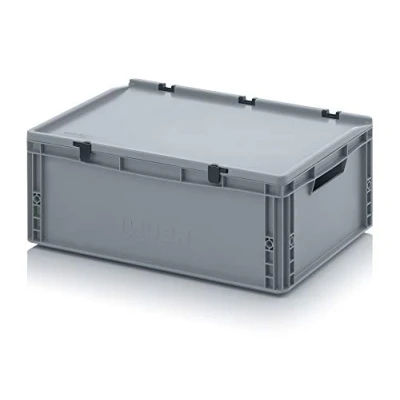 Afbeelding van Auer Packaging Eurobox 60 x 40 23,5 cm met scharnierdeksel * plastic box bewaarbox ED 64/22 HG 60x40x22 60x40x23,5