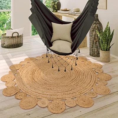 Afbeelding van Paco Home vloerkleed Viborg 592 met de hand gemaakt van natuurmateriaal, jute, boho, etno