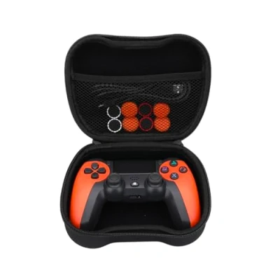 Afbeelding van NK Pack Draadloze PS4 / PS3 PC/Mobiele Controller Controller, Dualshock, 6 assig, Touchpad, Koptelefoonaansluiting, Oplaadkabel, 8 x Joystickgrepen, Controllerbehuizing Oranje