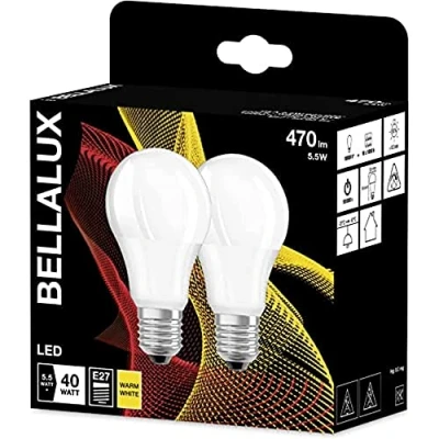 Afbeelding van BELLALUX LED lamp, E27 lampvoet, Warm wit (27 K), Mat, Bolvorm, Vervanging voor