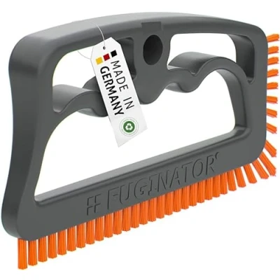 Afbeelding van FUGINATOR® Voegenborstel recycling grijs/oranje reinigingsborstel voor voegenreiniging in badkamer, toilet, keuken enz. reiniging van wand en vloertegels handige borstel voegen tegels