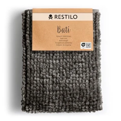 Afbeelding van RESTILO Badmat 50 x 70 cm Extra Zacht en Waterabsorberend Badkamertapijt Antislip Badkleed Staal Bati