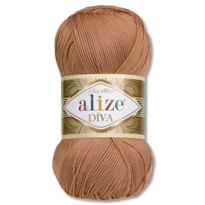 Afbeelding van Frida&#039;s Wollhaus Alize 100 g Diva wol breien haken microvezel 64 kleuren (261 Camel)