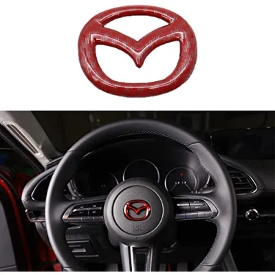 Afbeelding van Auto Stuurhoes Decoratie Sticker, Voor Mazda 3 6 CX 5 9, Embleem Logo Frame Interieur Styling Modificatie Accessoires,Red