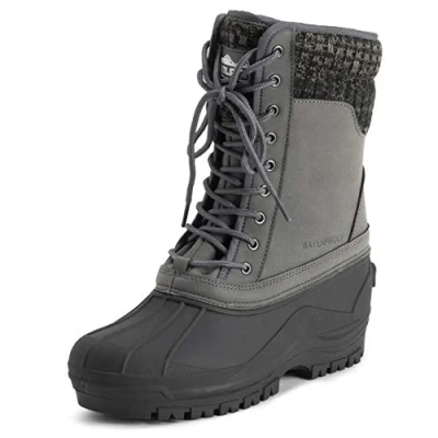 Afbeelding van Polar Dames Manchet Lace Up Waterdicht Winter Duurzaam Rubber Zool Middenkuit Nubuck Muck Sneeuw Regenlaarzen Grijze UK8 / EU41 YC0691