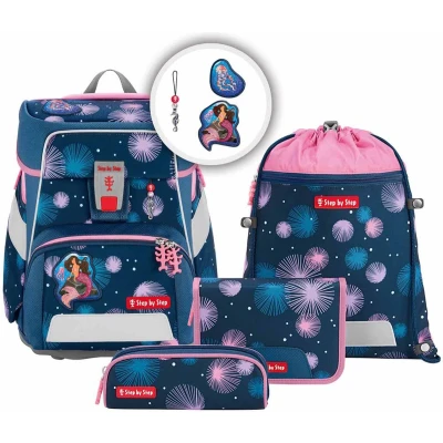 Afbeelding van Step by Schooltas Space Schulranzen Set 5 delig Mermaid Delia Petrol