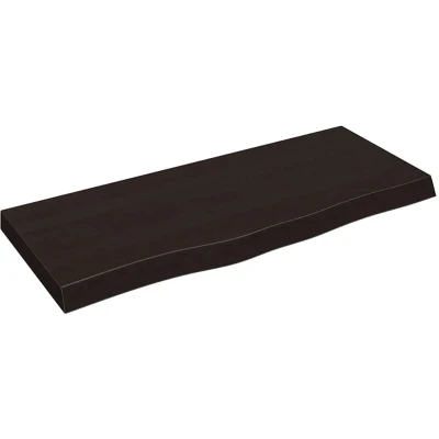 Afbeelding van Wastafelblad 100x40x6 cm behandeld massief hout donkergrijs