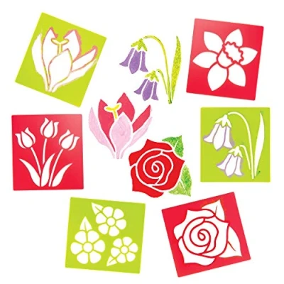 Afbeelding van Baker Ross AW284 Bloemensjablonen Pack van 6, Floral Kids te gebruiken in kunst en ambachtelijke activiteiten, schilderen afdrukken projecten, diverse