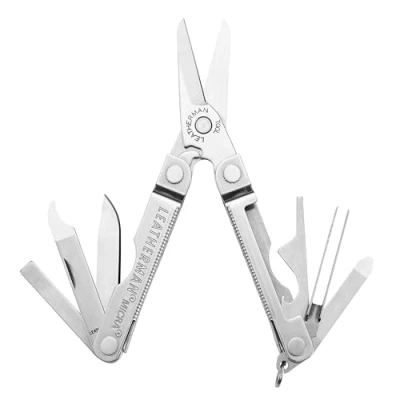 Afbeelding van Leatherman Micra roestvrijstalen multitool met veerschaar en 9 andere gebruiksvoorwerpen voor dagelijks gebruik ideaal aan de sleutelhanger roestvrij staal