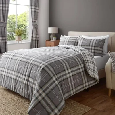 Afbeelding van Catherine Lansfield Kelso Cotton Rich King Dekbedovertrek Set Charcoal