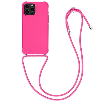 Afbeelding van kwmobile telefoonhoesjegeschikt voor Apple iPhone 13 Pro Max Hoesje van siliconen met telefoonkoord In neon roze